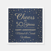 ELK Jubileum Cheers Navy Blue en Gold Confetti Servet (Voorkant)