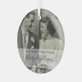 Elk Jubileum jaar kerstbruiloft foto Glas Ornament (Voorkant links)