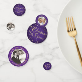 ELK Jubileum juicht Paarse & Gouden 3 Fototafel Confetti