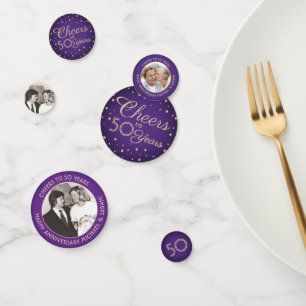 ELK Jubileum juicht Paarse & Gouden 3 Fototafel Confetti