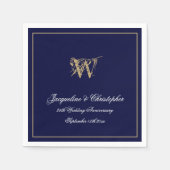 Elk Jubileum Monogram Chic Navy Blue Paper Servet (Voorkant)