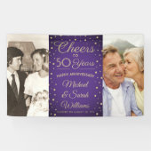 ELK Jubileum Proost 2 Foto Paarse & Gold Party Spandoek (Horizontaal)