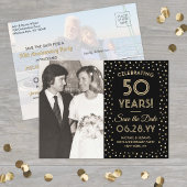 ELK Jubileum Save the Date 2 Foto Zwart & Goud Uitnodiging Briefkaart