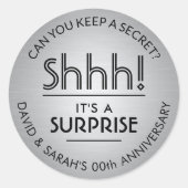 ELK Jubileum Surprise Geborsteld Zilver en Zwart Ronde Sticker (Voorkant)