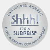 ELK Jubileum Surprise Navy en Faux Silver Foil Ronde Sticker (Voorkant)