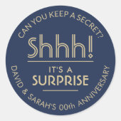 ELK Jubileum Surprise Party Navy Blauw en Goud Ronde Sticker (Voorkant)