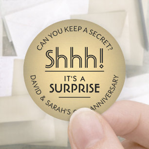 ELK Jubileum Surprise Zwart en Faux Gold Foil Ronde Sticker