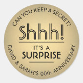 ELK Jubileum Surprise Zwart en Faux Gold Foil Ronde Sticker (Voorkant)