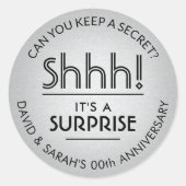 ELK Jubileum Surprise Zwart & Faux Silver Foir Ronde Sticker (Voorkant)