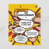 Elk Jubileum van het huwelijk Fun Retro Comic Book Aankondigingskaart (Voorkant / Achterkant)