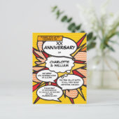 Elk Jubileum van het huwelijk Fun Retro Comic Book Aankondigingskaart (Staand voorkant)