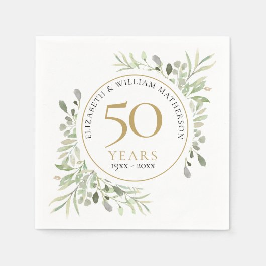 Elk jubileumjaar groene bladeren servet (Voorkant)