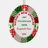 Elk kerstcadeau voor een beroep of naam keramisch ornament (Rechts)