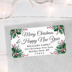 Elk kerstcadeauadres Greenery Return Etiket