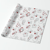 Elk kerstteken rood en wit cadeaupapier (Uitgerold)