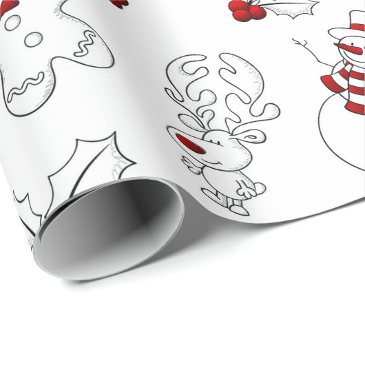 Elk kerstteken rood en wit cadeaupapier (Rol Hoek)