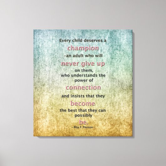 Elk kind verdient een kampioen canvas afdruk (Voorkant)