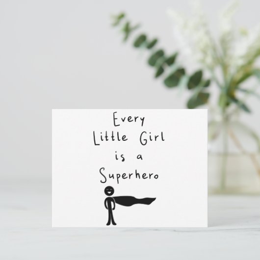 elk klein meisje is een superheld briefkaart (Staand voorkant)