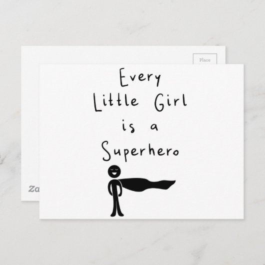 elk klein meisje is een superheld briefkaart (Voorkant / Achterkant)