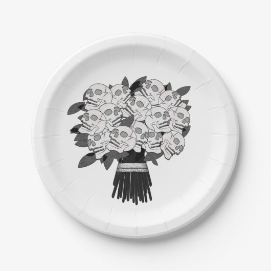 Elk Kleur* Boeket van Schedelrozen Zwart & Wit Papieren Bordje (Voorkant)