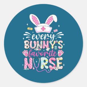Elk Konijns Favoriete Verpleegster Schattig Pasen Ronde Sticker