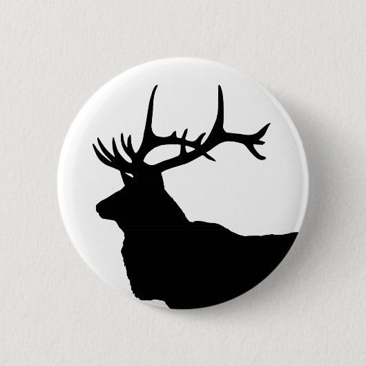 Elk Kop Silhouet Ronde Button 5,7 Cm (Voorkant)