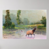 Elk kruising Misty River print (Voorkant)