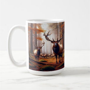 Elk Kudde Gouden Herfst Betoverd Bos Koffiemok