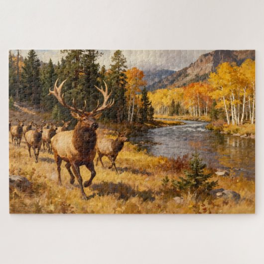 Elk-Kudde in de herfst Legpuzzel (Horizontaal)