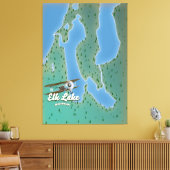 Elk Lake Michigan-kaart Canvas Afdruk (Insitu (Woonkamer))