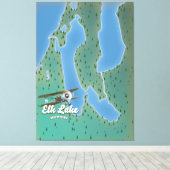 Elk Lake Michigan-kaart Canvas Afdruk (Insitu (Houten vloer))