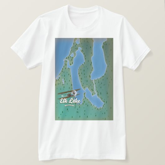 Elk Lake Michigan-kaart T-shirt (Design voorkant)
