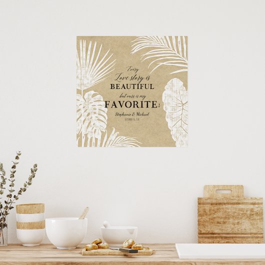 Elk liefdesverhaal is een prachtig Tropisch Leaf L Poster (Keuken)