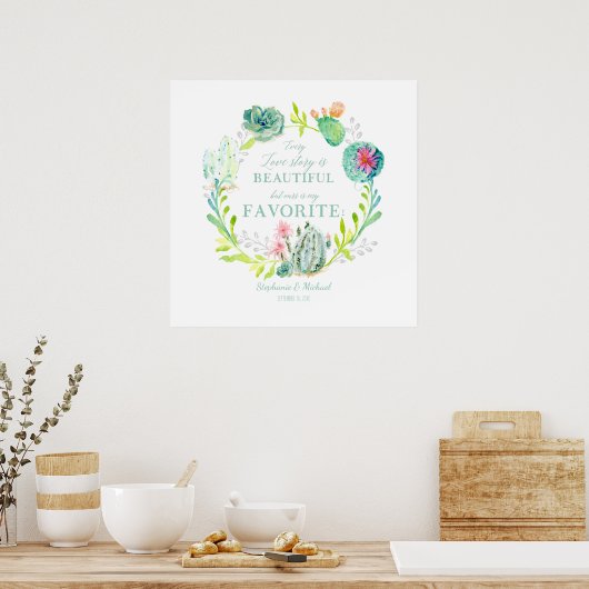 Elk liefdesverhaal is prachtige Cactus Succulent A Poster (Keuken)