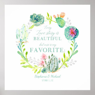 Elk liefdesverhaal is prachtige Cactus Succulent A Poster