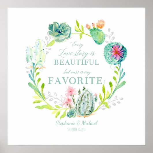Elk liefdesverhaal is prachtige Cactus Succulent A Poster (Voorkant)