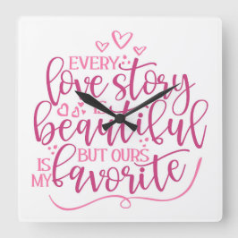 Elk liefdesverhaal vierkante klok