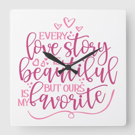 Elk liefdesverhaal vierkante klok (Voorkant)