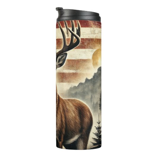Elk Majesty Under Red Moon Thermosbeker (Geroteerd rechts)