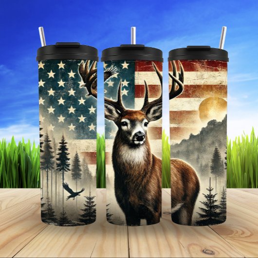 Elk Majesty Under Red Moon Thermosbeker