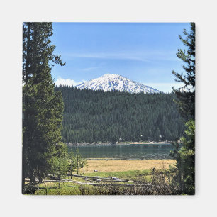 Elk meer met de berg Bachelor, Oregon Magneet