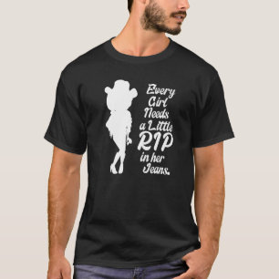 Elk Meisje Heeft Een Klein Scheur In Haar Cowboybr T-shirt