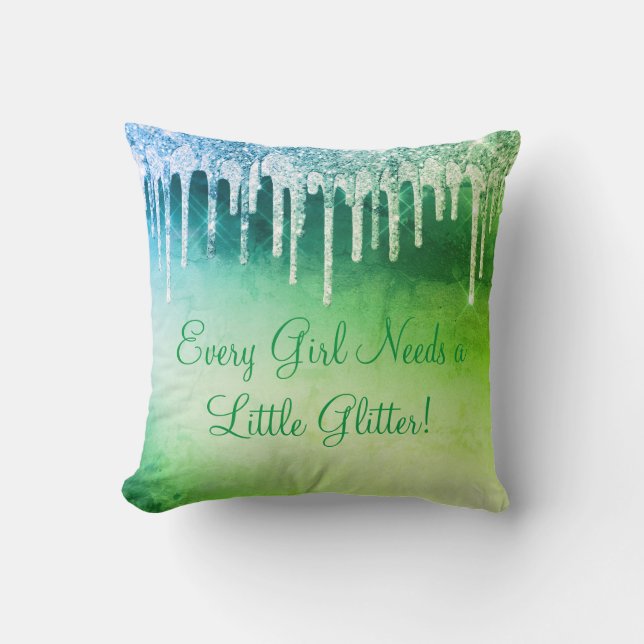 Elk meisje heeft glitter Girly  Green nodig Kussen (Voorkant)