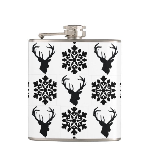Elk met sneeuwvlokken heupfles (Voorkant)