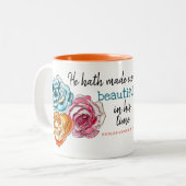 "Elk mooi ding" florale trio Tweekleurige Koffiemok (Voorkant links)