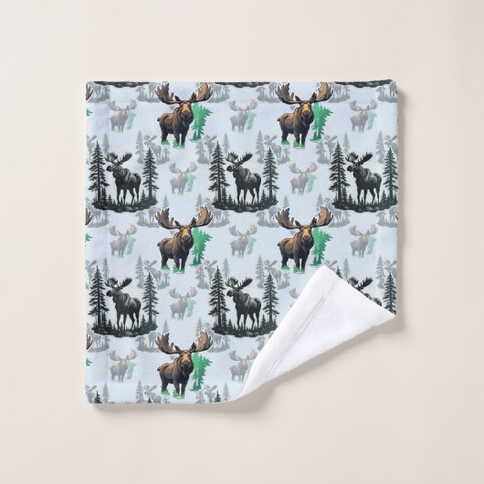 Elk Moose Antlers Herten Patroon Ontwerp Bad Handdoek (Wasdoekje)
