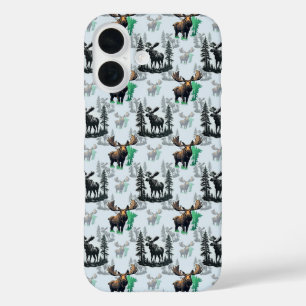 Elk Moose Antlers Herten Patroon Ontwerp iPhone 16 Hoesje