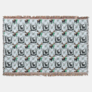 Elk Moose Antlers Herten Patroon Ontwerp Deken