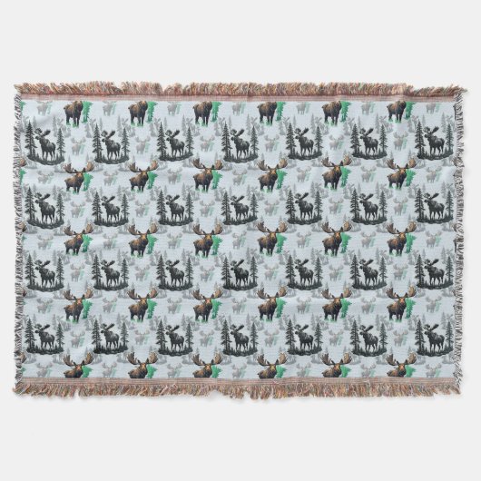 Elk Moose Antlers Herten Patroon Ontwerp Deken (Voorkant)