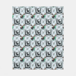 Elk Moose Antlers Herten Patroon Ontwerp Fleece Deken